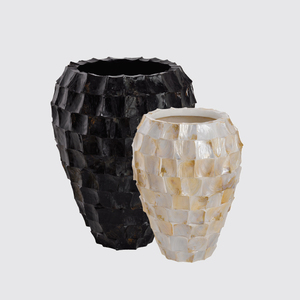 กระถางดอกไม้ประดับตกแต่งบ้านและสวน ทำจากมุกแท้ งานฝีมือสวยงาม พร้อมรูระบายน้ำ เป็นมิตรกับสิ่งแวดล้อม ให้ลุคที่มีสไตล์ - Product Image 4