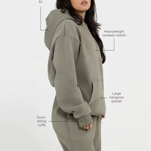 Venta al por mayor de alta calidad de punto 100% de algodón ecológico sudaderas con capucha de las Mujeres Nuevo diseño de alto estampado patrón con capucha de gran tamaño - Product Image 2