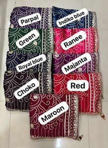 Beautiful Launching Pure Soft Georgette with Bandhani Patola Print on Heavy <b>Gota</b> Patti Work Formal Party Saree with Blouse - Product Image 5