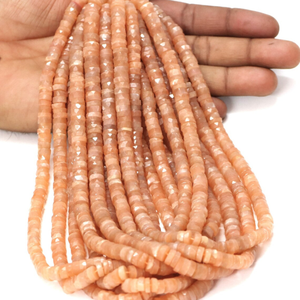 Cuentas Heishi de Piedra Lunar Melocotón: Rueda de Piedras Preciosas Facetadas de 6-8 mm, Hilo de 16 Pulgadas - Product Image 6