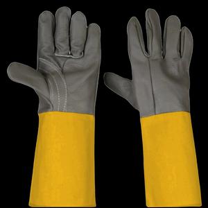 ถุงมือเชื่อม TIG หนังแพะสีน้ำตาลขาวคุณภาพพรีเมียม ด้านหลังทำจากโนเม็กซ์ เคฟลาร์  ความคล่องตัวสูง ทนความร้อน ป้องกันการบาดเจ็บ - Product Image 6