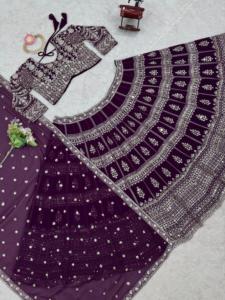 Venta caliente diseñador 2024 terciopelo granate Lehenga Choli para boda caliente nupcial Lehenga Choli diseño 2024 para niñas India - Product Image 5