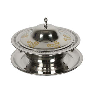 Bol à chocolat en métal argenté avec dôme doré, durable, fait à la main, moderne, luxueux, pour servir des dattes, des bonbons et des noix - Product Image 5