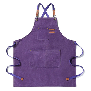 Tablier en toile violette robuste et durable, taille réglable, plusieurs poches pour la cuisine et l'usage quotidien, style classique, design tissé - Product Image 1