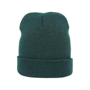 Bonnets épais et chauds de qualité supérieure avec logo personnalisé chapeau d'hiver tricoté de couleur unie plié nouveau style bonnet d'hiver casquettes - Product Image 3