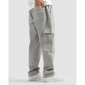 Pantalon cargo en toile 100% coton, délavé, gris cendré, logo personnalisable, taille haute, coupe droite, tailles XL à 6XL, léger - Product Image 6