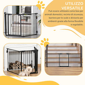 PawHut-Puerta plegable de 3 paneles para perros pequeños y medianos, 180x3x74,5 cm, color negro - Product Image 4