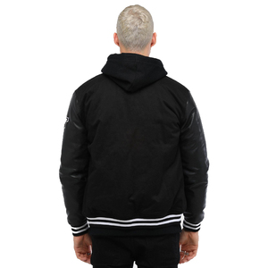 Veste universitaire d'hiver pour hommes de grande taille avec logo personnalisé Tissu en toile avec garniture en fourrure de mouton-Service de gros OEM - Product Image 4