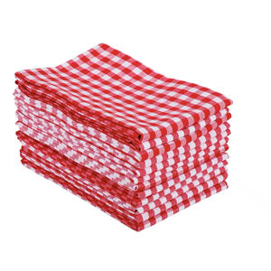 Toalla de cocina con patrón de rayas de golf a cuadros de algodón 100%-Rojo de secado rápido y sostenible para uso doméstico - Product Image 1