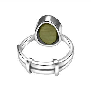 NOVAMART Fine Arihant Gems <b>Cat</b> Eye 4.25-12.25 Ratti Silver <b>Ring</b> Natural Certified Quartz Adjustable Astrological for Gifts Whole - Product Image 5