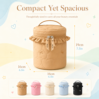 Sac de maquillage matelassé avec poignée, 4 compartiments séparés et 1 poche en filet, grande capacité, organiseur de cosmétiques de voyage