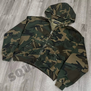 Sudadera de Invierno Personalizada para Caza, 450 Gramos, Algodón Vintage Desgastado, Cierre de Cremallera, Hombros Caídos, Corte Cuadrado, Impresión Serigráfica, Ecológica - Product Image 3