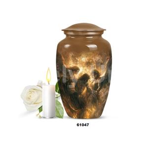 Classically Poised Catholic <b>Large</b> <b>Urn</b> for Human Ashes Decorative Aluminium Funeral <b>Urn</b> With Free Velvet Bag - Product Image 3