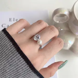 Dylam Design 5A Zirconia 925 Sterling Silver And Pearl Rings Designer Cz Stone Handmade Ring Supplier India Jewelry For Women