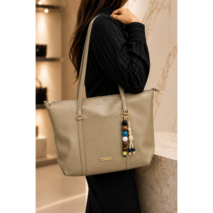 Bolso Bandolera Beige de Moda con Correa Única, Cierre de Cremallera, Forro de Nailon, Bolso de Mano y Hombro con Accesorios Gratis - Product Image 2