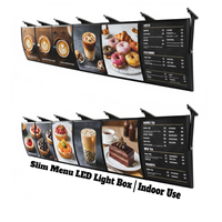 Boîte à lumière LED pour menu, affichage publicitaire intérieur, cadre en aluminium fin