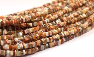 Pierre précieuse d'opale de feu mexicaine naturelle de 16 "de long brin, perles carrées lisses, perles Heishi d'opale, perles de taille 5-5.5 MM - Product Image 4