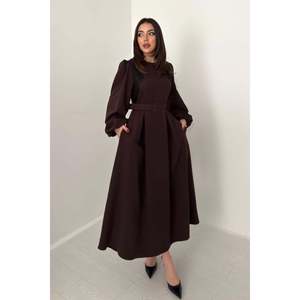 Vestido con Detalles de Encaje Marrón - Marrón - Product Image 2