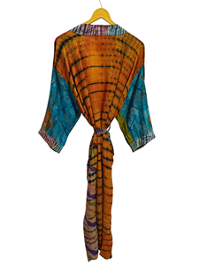 Kimono indien vintage en soie Sari Lounge Wear Bikini Cover Up Gift For Her Night Wear Vêtements pour femme - Product Image 5