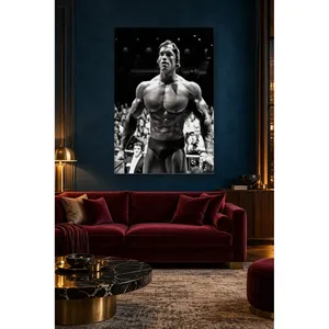 Impression sur toile de Fida, culturiste musclé noir et blanc sur scène - Product Image 1