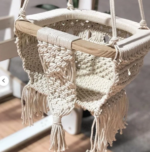100% Hand-woven Cotton Elegant Bohemian Style Macrame With Classic Woven-ropes Design Macrame Baby <b>Swing</b> Chair - Product Image 3