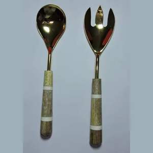 Ensemble de serveurs à salade en acier inoxydable plaqué or le plus populaire ensemble d'outils à salade outils de service essoreuse à salade ustensiles de cuisine - Product Image 1