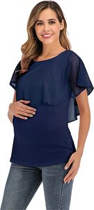 Donne incinte maternità allattamento magliette camicetta a doppio strato da donna maternità allattamento Wrap Tee Top - Product Image 2