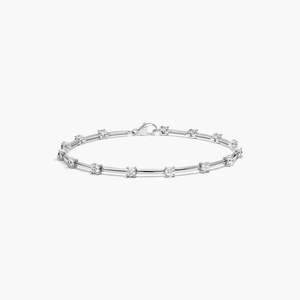 Bracelet pour femme en moissanite, design romantique et élégant, motif chaîne légère, certifié IGI, 8 pouces, argent et or, cadeau - Product Image 3
