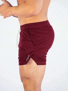 Short de gymnastique pour hommes OEM High Street Short de sport de fitness tissé monocouche de couleur unie à séchage rapide Style décontracté - Product Image 6