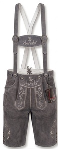 Lederhosen pour homme en daim de vache gris, pantalon de costume traditionnel - Product Image 1
