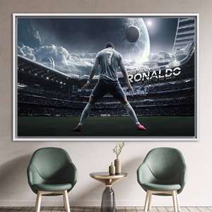 Toile murale de motivation Cristiano Ronaldo - Décoration sportive imprimée, 1P : encadrée blanche - Product Image 1