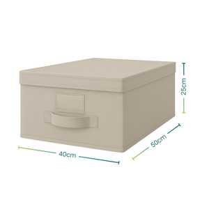 Scatole portaoggetti in 3 pezzi in tessuto Beige 40x50x25 cm organizer pieghevoli contenitori per abiti salvaspazio - Product Image 2