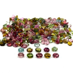 Piedras preciosas de corte ovalado de turmalina Natural de 5x7mm, cuentas sueltas calibradas facetadas para fabricación de joyas, piedra de turmalina múltiple al por mayor - Product Image 1