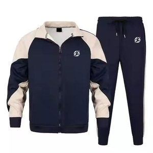 Ensemble de survêtement deux pièces pour homme, haute qualité, respirant, écologique, en polaire unie, style streetwear, polyester/coton, personnalisable - Product Image 1