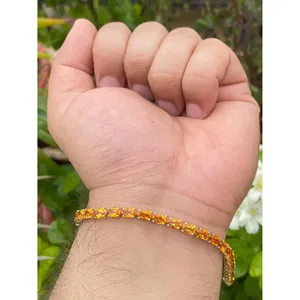 14k <b>Gold</b> Oval Citrine Tennis Bracelet Fashionable Jewelry Accessory - Product Image 5