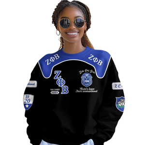Sudadera con Cuello Redondo Zeta Phi Beta Griega 1920 para Mujer, Azul, Bordada, de Felpa - Product Image 4