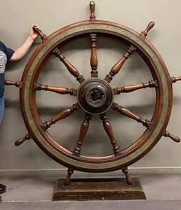 Volant de bateau décoratif en bois |   Finition artisanale de haute qualité |   Vente en gros directe d'usine - Product Image 1