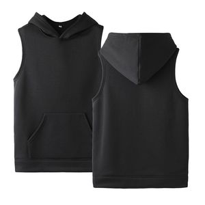 OEM Custom Logo High Quality Cotton Polyester Stylish Streetwear Men's Winter <b>Sleeveless</b> <b>Hoodies</b> Plus Size Essential Hot Sale - Product Image 5