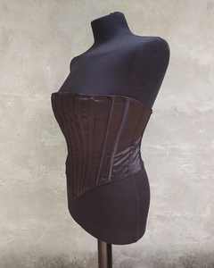 Corset en satin pour femme de créateur haut de luxe pour fête et événement à porter nœud surdimensionné silhouette unique bustier respirant mince contrôle ferme - Product Image 3