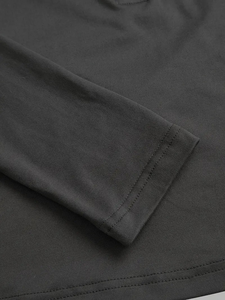 Camisetas de manga larga con estampado bonito para mujer, elegantes, de Color sólido, ajustadas, de punto, cuello cuadrado, 95% algodón, 5% Elastano, longitud Regular - Product Image 6