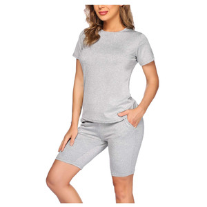 Vente en gros de shorts deux pièces personnalisés solides chemises et shorts d'été pour femmes à manches courtes pour femmes ensembles jumeaux pour femmes - Product Image 6
