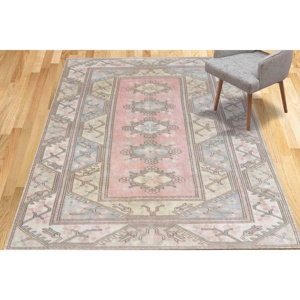 Alfombra Rosa Estilo Turco: Diseño Persa Vintage, Alfombra de Entrada, con Pelo Suave - Product Image 3