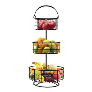 Creative Design Kitchen Storage Detachable & Portable 3 Tier Iron Wire Storage Metal Fruits Basket - Product Image 1