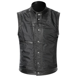 Chaleco de moto de cuero genuino sólido de invierno para hombre chaqueta sin mangas impermeable a prueba de viento - Product Image 4