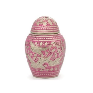 High Quality Brass Cremation <b>Keepsake</b> Urns With Full Engraving Gold And Pink Finished <b>For</b> Human <b>Ashes</b>-Funeral Supply - Product Image 1