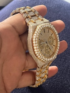 Luxury Men's Iced <b>Watch</b> Moissanite Brilliant Diamond Stainless Steel Bracelet Movement Rectangular <b>Crystal</b> Boxed Packaging - Product Image 2