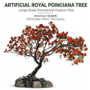 Árbol Artificial de Poinciana Real de 4.7m con Hojas de Seda y Flores de Goma Suave para Decoración de Hoteles y Centros Comerciales (Venta al Por Mayor) - Product Image 1