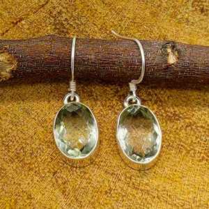 Belle pierre précieuse améthyste verte naturelle à facettes faite à la main en argent Sterling 925 boucles d'oreilles bohème Artisan perle artisanale cadeau elle - Product Image 1