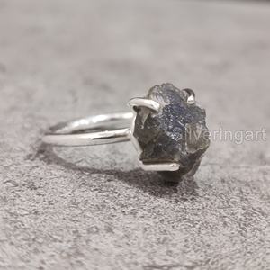 Anillo de Plata de Ley 925 con Piedra Natural en Bruto Ajustable para Mujer, con Labradorita y Engaste de Garras, Regalo de Navidad - Product Image 2