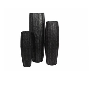 Jarrón de suelo de Metal negro Extra grande con textura de panal moderno, Juego de 3 jarrones de mesa de Metal modernos, jarrón de pie decorativo para suelo - Product Image 2